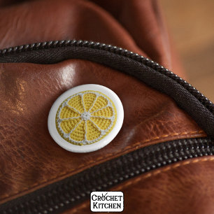 Macaron Rond 5 Cm Jaune Moderne Minimale Fraîche Crochet Citron Slic