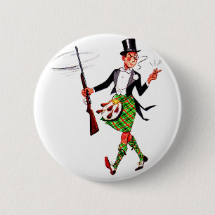 Macaron Rond 5 Cm jaunty Scotsman avec fusil