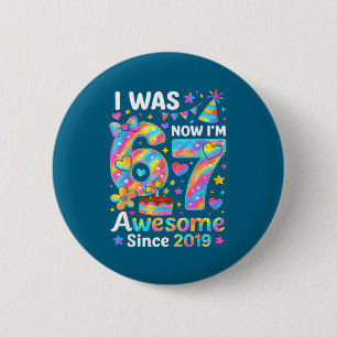 Macaron Rond 5 Cm J'avais 6 ans maintenant j'ai 7 ans Tie Dye Annive
