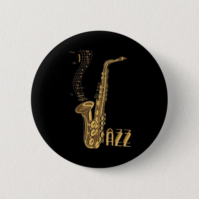 Macaron Rond 5 Cm Jazz Musique Jazz Amateurs Jazz Fansaxophone Joueu (Devant)