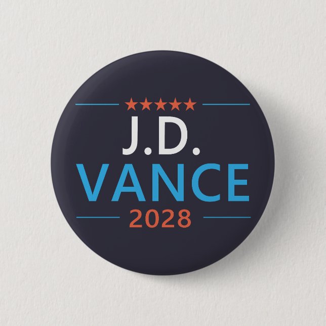 Macaron Rond 5 Cm JD Vance 2028 Patriotique Républicain (Devant)