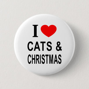 MACARON ROND 5 CM JE ❤️ CHATS ET NOËL J'AIME CHATS ET NOËL JE LUI