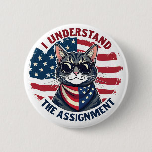 Macaron Rond 5 Cm Je comprends l'affectation Harris Walz Cat Lady