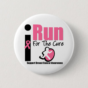 Macaron Rond 5 Cm Je cours pour des cadeaux de conscience de cancer 