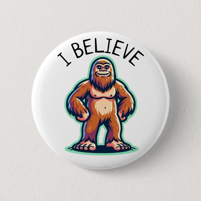 Macaron Rond 5 Cm Je Crois Sasquatch Bigfoot (Devant)