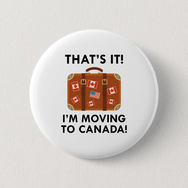 Macaron Rond 5 Cm Je déménage au Canada (Devant)