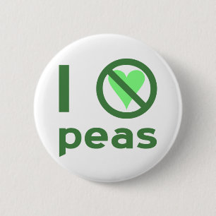 Macaron Rond 5 Cm Je déteste les petits pois Texte vert