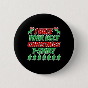 Macaron Rond 5 Cm Je déteste ton vilain t-shirt de Noël
