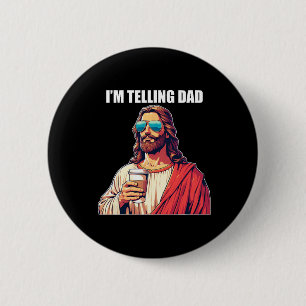 Macaron Rond 5 Cm Je dis à Papa T-shirt drôle religieux chrétien Jés