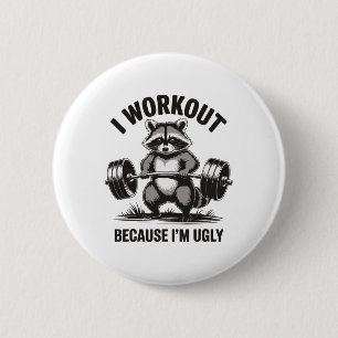Macaron Rond 5 Cm Je fais du sport parce que je suis laid