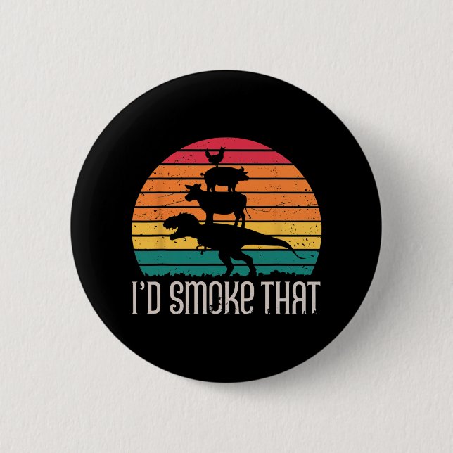 Macaron Rond 5 Cm Je fumerais que les dinosaures barbecue grillent l (Devant)
