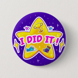 Macaron Rond 5 Cm Je L'Ai Fait - 2 1/4" Insigne Rond - Bouton Bleu