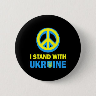 Macaron Rond 5 Cm Je me tiens avec la chemise Ukraine Drapeau ukrain