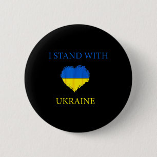 Macaron Rond 5 Cm Je me tiens avec le maillot de l'Ukraine Drapeau u
