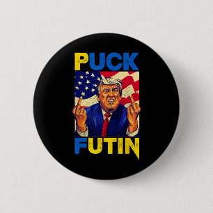 Macaron Rond 5 Cm Je me tiens avec l'Ukraine Meme Trump Puck Futin V