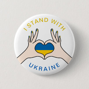 Macaron Rond 5 Cm Je me tiens avec l'Ukraine Ukrainienne drapeau Coe