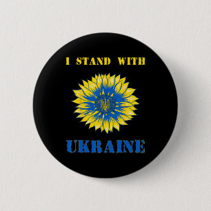 Macaron Rond 5 Cm Je me tiens avec Ukraine tournesol rétro floral uk