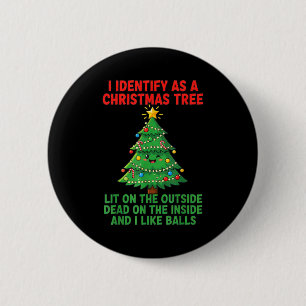 Macaron Rond 5 Cm Je m'identifie comme un sapin de Noël éclairé à l'