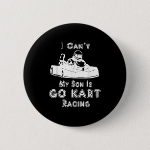 Macaron Rond 5 Cm Je ne peux pas, mon fils fait du karting