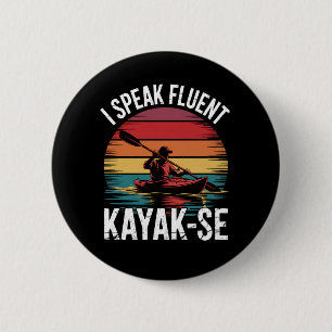 Macaron Rond 5 Cm Je Parle Fluent Kayak-Ese Kayaker Kayak Vintage