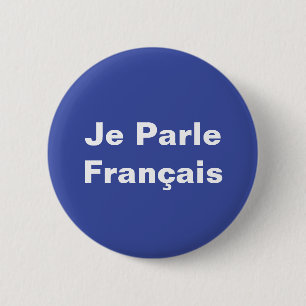 Macaron Rond 5 Cm Je Parle Français Je parle Français Blanc sur Bleu
