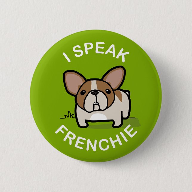 Macaron Rond 5 Cm Je parle Frenchie - vert (Devant)