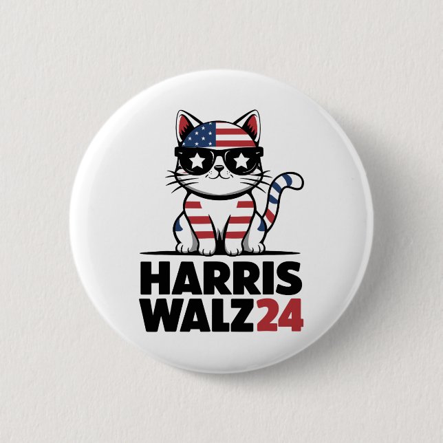 Macaron Rond 5 Cm Je Parle Kamala Harris Président Comma La Ameri (Devant)