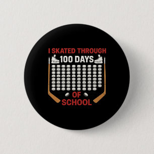 Macaron Rond 5 Cm Je patine à travers 100 jours d'école Fan de hocke