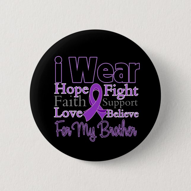 Macaron Rond 5 Cm Je Porte Collage Violet Frère - Cancer Pancréatiqu (Devant)