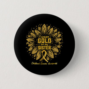 Macaron Rond 5 Cm Je Porte De L'Or Pour Ma Soeur - Gold Sunflower Ch