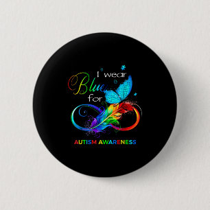 Macaron Rond 5 Cm Je porte du bleu pour le mois de la sensibilisatio