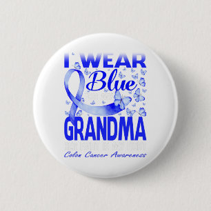Macaron Rond 5 Cm Je Porte Du Bleu Pour Ma Grand-Mère Colon Conscien