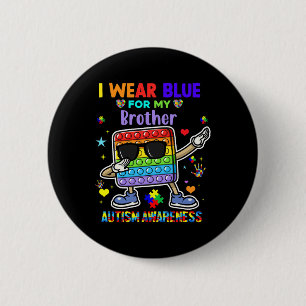 Macaron Rond 5 Cm Je porte du bleu pour mon frère Mois de la sensibi