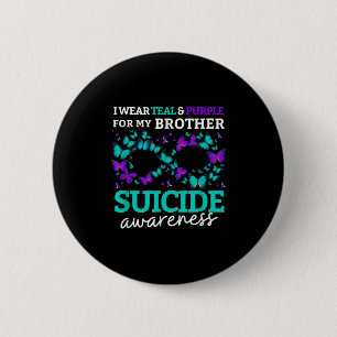 Macaron Rond 5 Cm Je Porte Du Purple Et Turquoise Pour Mon Frère Sui