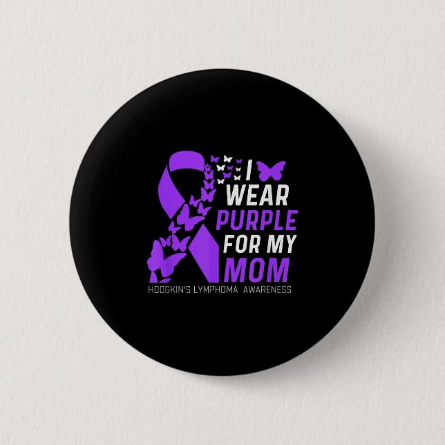 Macaron Rond 5 Cm Je Porte Du Purple Pour Mes Moms Hodgkins Lymphoma (Devant)