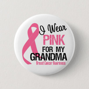 Macaron Rond 5 Cm Je Porte Du Rose Pour Ma Grand-Mère