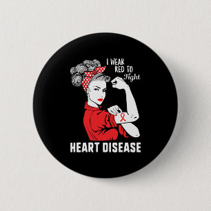 Macaron Rond 5 Cm Je porte du rouge pour lutter contre la sensibilis