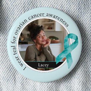 Macaron Rond 5 Cm Je porte du sarcelle pour la sensibilisation au ca