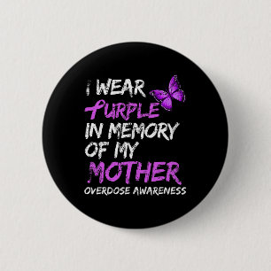 Macaron Rond 5 Cm Je porte du violet en mémoire de ma mère, sensibil