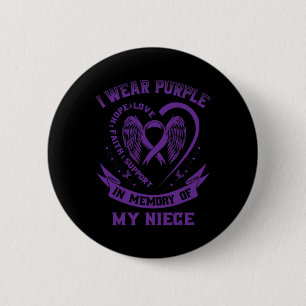 Macaron Rond 5 Cm Je porte du violet en mémoire de ma nièce Epilepsi
