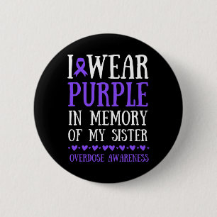 Macaron Rond 5 Cm Je porte du violet en mémoire de ma sœur Sensibili