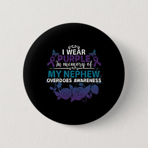 Macaron Rond 5 Cm Je porte du violet en mémoire du cadeau de surdosa