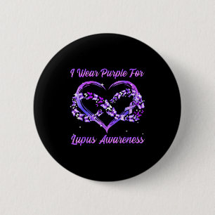 Macaron Rond 5 Cm Je porte du violet pour la sensibilisation au lupu
