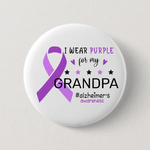 Macaron Rond 5 Cm Je porte du violet pour ma grand-mère Sensibilisat