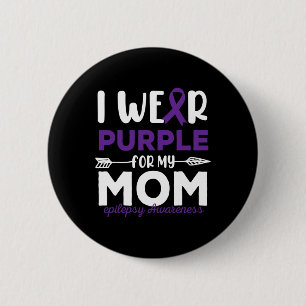 Macaron Rond 5 Cm Je porte du violet pour ma mère Citations de sensi