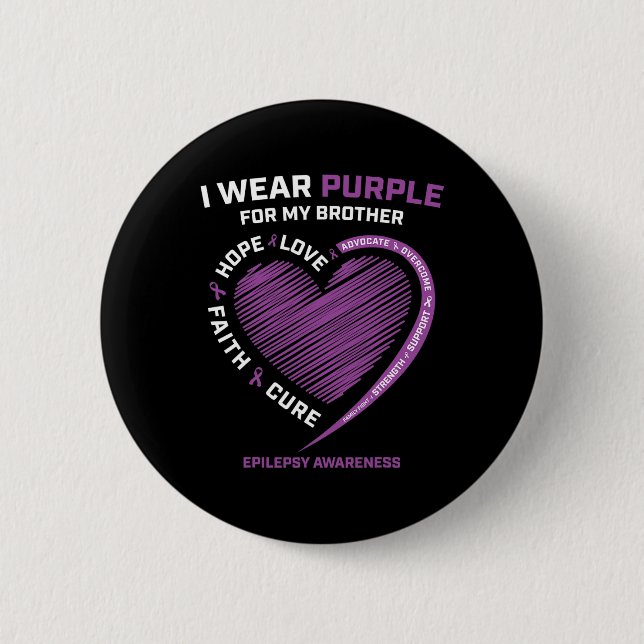 Macaron Rond 5 Cm Je Porte Du Violet Pour Mon Frère Conscience De L' (Devant)