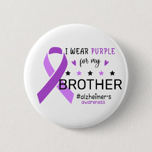 Macaron Rond 5 Cm Je Porte du Violet pour Mon Frère Sensibilisation 