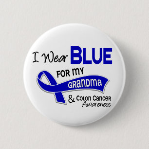 Macaron Rond 5 Cm Je porte le bleu pour mon cancer du colon de la