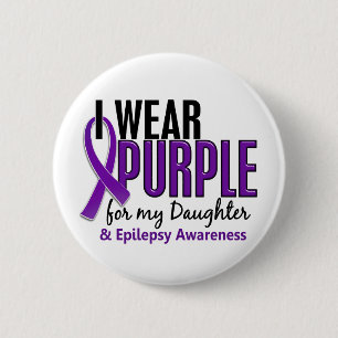 Macaron Rond 5 Cm Je porte le pourpre pour ma épilepsie de la fille