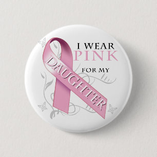 Macaron Rond 5 Cm Je porte le rose pour ma fille